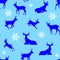 Winter, Family Deer Seamless pattern, on a blue snowflake background,