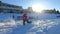 Winter family fun. Winter snow games. Snow holiday family concept