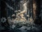 Winter fantasy forest landscape created with Generative AI technology