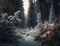Winter fantasy forest landscape created with Generative AI technology