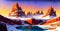Winter Fantasy Wallpaper frozen lake with surrounding snow covered rocky mountains Generative ai