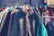 Winter fashion cloth on rack in market