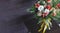 winter fir branches bouquet, Christmas balls and dried flowers, banner