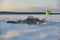 Winter fishing tent stands on the sea