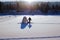 Winter fishing.Tent, taiga, forest, wild. The Urals landscape