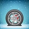 Winter flat tire on snow background