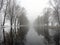 Winter flood on road, Lithuania