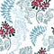 Winter Flora Leaves and Berries Seamless Pattern, Botanical Winter Surface Pattern, Vector Repeat Pattern