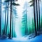 Winter foggy forest Watercolor