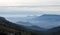 Winter foggy mountain blue landscape