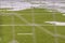 Winter football stadium covered with snow