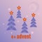 Winter forest, four trees, three trees with burning stars, snowflakes, moon. Third Sunday of Advent. Vector illustration in flat