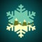 Winter forest in snowflake shape border