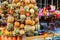 Winter fragrant set of natural ingredients for Christmas souvenir - dried citrus, cinnamon and berries on the European Fair.