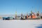 Winter frosty day at Kanonersky shipyard. Saint Petersburg