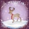 Winter frosty snow background with a Christmas Deer