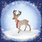 Winter frosty snow background with a Christmas Deer