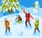 Winter Fun Isometric Background