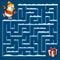 Winter fun maze game for children. Searching path in labyrinth, sheets activity kid play. Christmas puzzle with cartoon