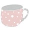 Winter funny pink teacup with white balls