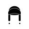 Winter fur hat with pompons. Earflapped black hat. Simple style. Isolated vector