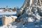 Winter geyser on sludge fields