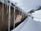 Winter glaciers and icy waters during harsh winters on the slopes of the Alpstein mountain range and in the Swiss Alps