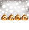 Winter glowing background with balls lettering sale