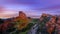 Winter golden hour light on Mow Cop Castle folly, Cheshire, UK