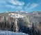 Winter Gorgany massiv mountains scenery view from Yablunytsia pass, Carpathians, Ukraine