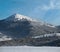 Winter Gorgany massiv mountains scenery view from Yablunytsia pass, Carpathians, Ukraine