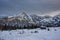 Winter on Hala Gasienicowa in the Tatra Mountains at dusk, Poland