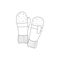 Winter hand drawn sketch mittens icon. Knitted winter cap outline.