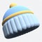 Winter hat 3d render icon illustration. Sky blue beanie hat isolated. Beanie hat icon in 3d render. 3d render illustration
