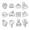 Winter hat. Cold season clothes warm ears flapping vector doodle pictures