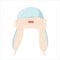 Winter hat with ear-flaps, hand-drawn illustration in flat hand drawing style.blue ushanka hat on white background