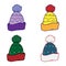 Winter hat isolated icons on white background. Winter hats collection