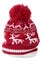 Winter hat, red bobble or ski hat isolated on white vertical