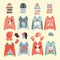 Winter Hats and cute christmas sweaters icon set