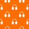 Winter headphones pattern vector orange