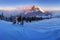 Winter High Tatras mountain range panorama with many peaks and clear sky. Sunny day on top of snowy mountains.