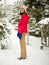 Winter Hiker - Woman on snowy hiking trail