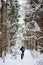 Winter Hikers in Deep Snow - Buzzardroost Rock - Edge of Appalachia Preserve - Ohio