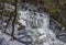 Winter hiking along the Bouchoux Trail at the Hancock Forest Preserve in New York State