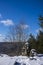 Winter hiking along the Bouchoux Trail at the Hancock Forest Preserve in New York State