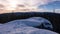 Winter hilly snowed landscape view at dusk, Jeseniky