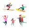 Winter Hobbies and Activities of People Set Vector