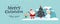 Winter holiday illustration with cute elf and Santa characters at xmas fir tree on snowy mountain landscape.