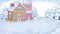 Winter Holiday Season Christmas Decoration House Crayon Drawing and Doodling Background