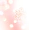 Winter holiday snow flake pink background, bokeh